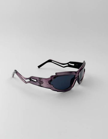 404 Retro Irregular Steampunk Aviator Sunglasses(Purple frame with gray lenses)