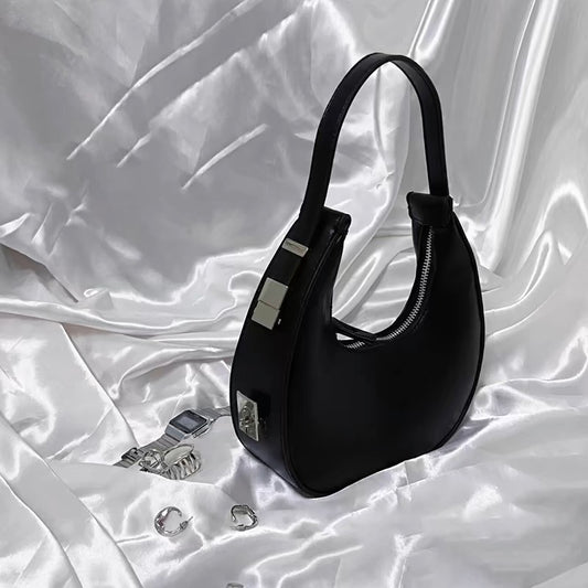 Silver Black & White Dumpling Bag