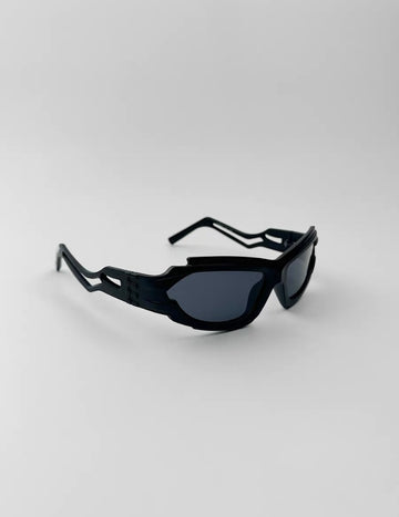 404 Retro Irregular Steampunk Aviator Sunglasses(Black frame with gray lenses)