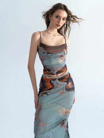 Oil painting slip dress