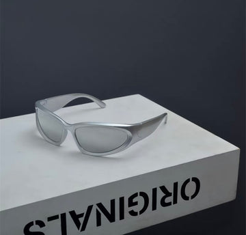 Yumi Futuristic Sunglasses(Silver frame with mercury colored lenses)