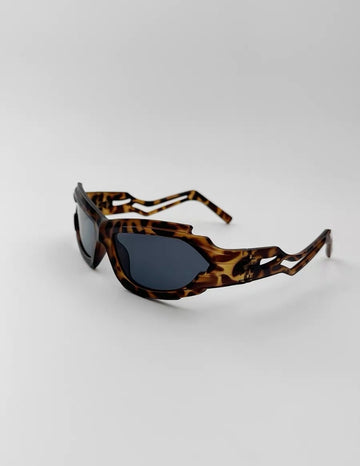 404 Retro Irregular Steampunk Aviator Sunglasses(Leopard print frame with gray lenses)