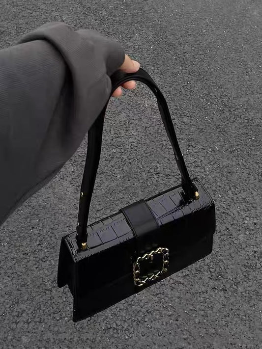 Black&Gold Crocodile College Style Bag