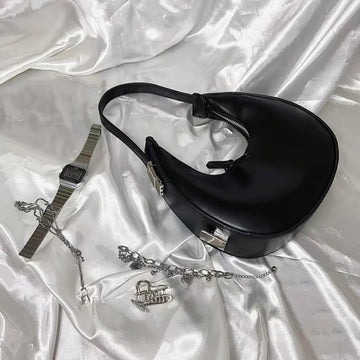 Silver Black & White Dumpling Bag